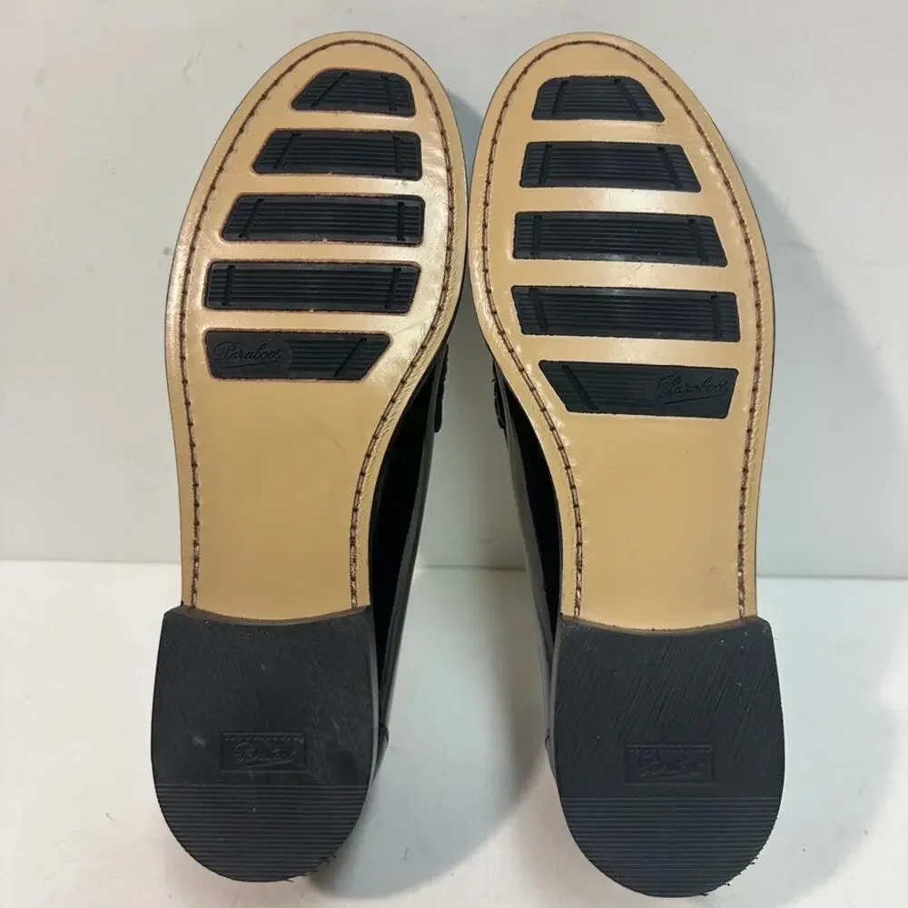 NWOT Paraboot Black Patent Leather Loafer Veritable Mocassin Cousu Main US 7 D